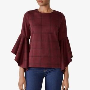 NWT Leota Size 1X Stella Drama Sleeve Top - Power Plaid